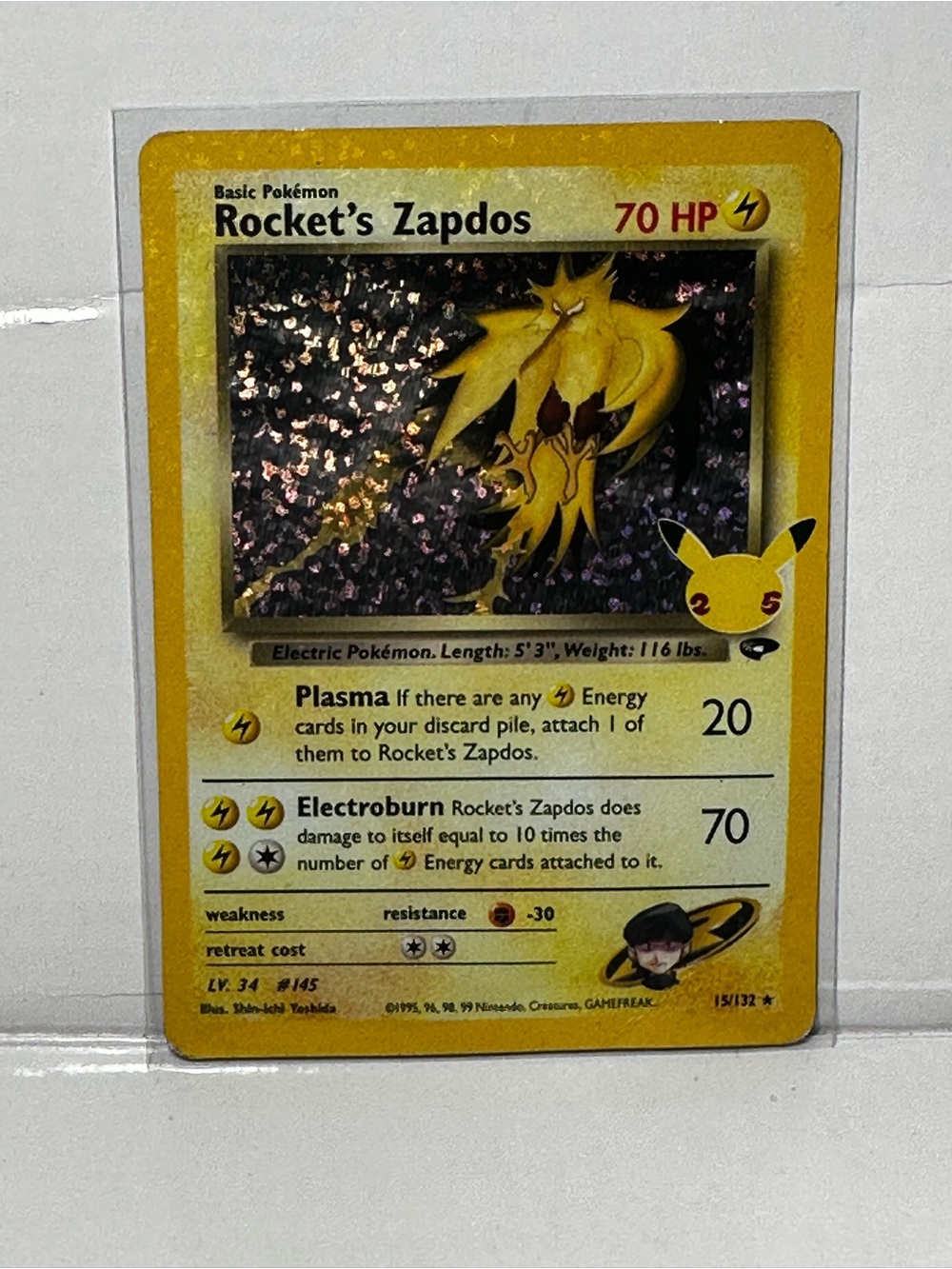 Rocket's Zapdos Trading Card - Yellow